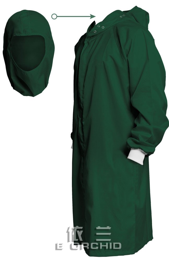 绿色防尘带帽连体工作服图片