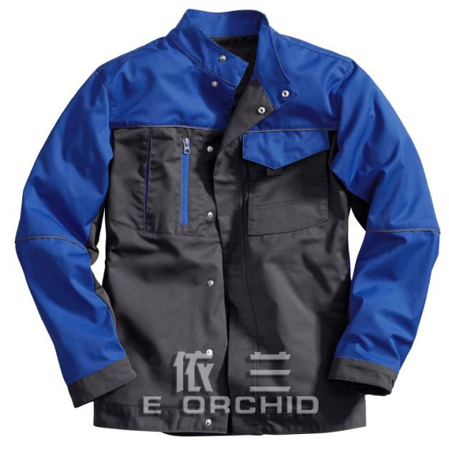 机务维修工作服正面照 天蓝色拼接款