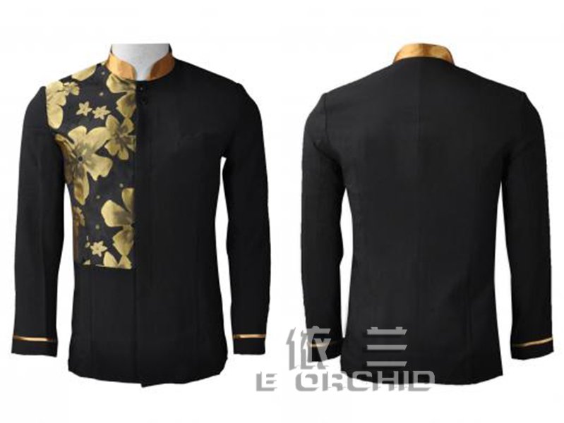 餐厅服务员工作服定制正面图和背面图