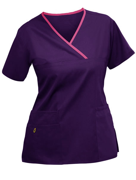 紫色护士服短袖正面照