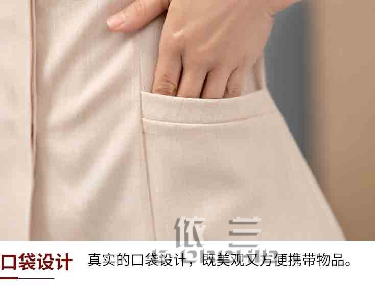 秋季长袖女士保洁员工作服口袋细节图